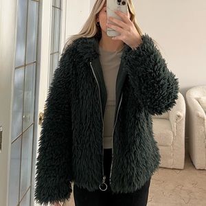 GUESS Green Faux Fur Jacket